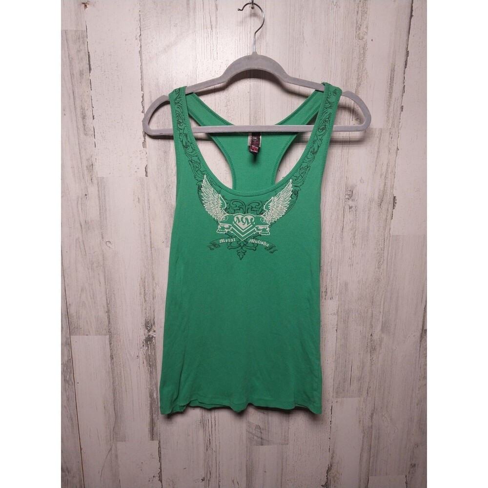 Metal Mulisha Women's XL Green Racerback Tank Y2K